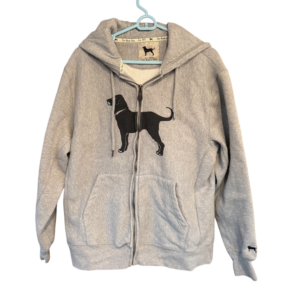 The Black Dog Classic Collection Gray Full Zip Graphic Hoodie Medium RN 109270